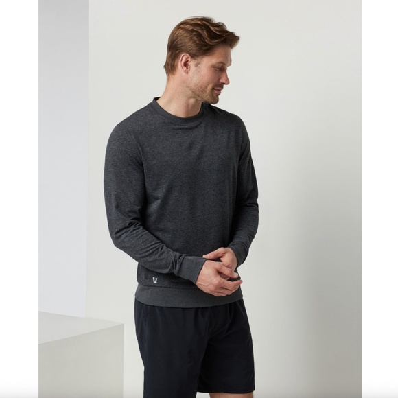 Vuori Ponto Performance Crew Sweatshirt, Charcoal Heather - Picture 1 of 4